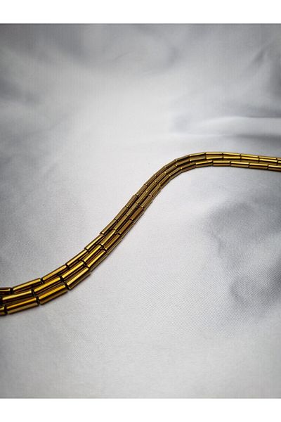 Yüksel Boncuk 4x13mm Cylinder Hematite (Gold) Stone Natural Stone String