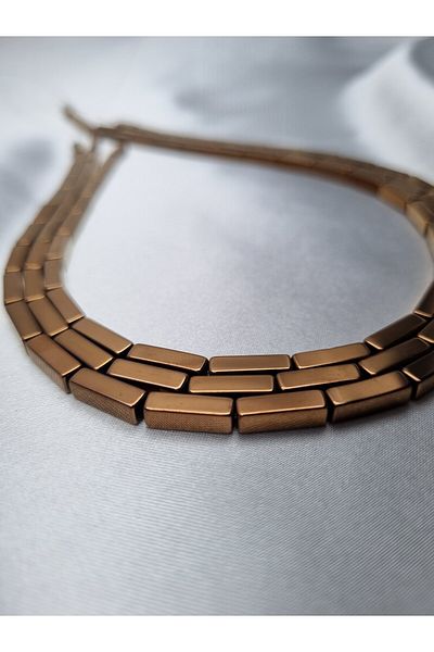 Yüksel Boncuk 4x13mm Cornered Hematite (Copper) Stone Natural Stone String