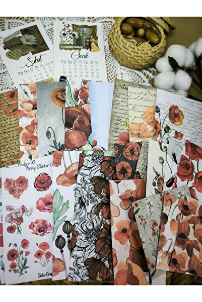 SelisCraft Gelincik Temalı Bullet Journal Kağıt Etiket Sticker Seti Journal /...