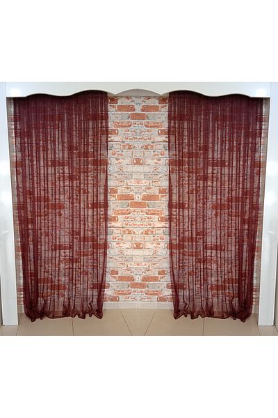 FİGENSİ Burgundy Colored 1/3 Close Pleated Tulle Background Curtain