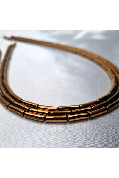 Yüksel Boncuk 4x13mm Cylinder Hematite (Copper) Stone Natural Stone String