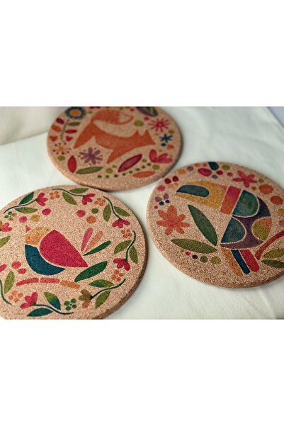 Elf Concept 3lü Set Nihale - Baskılı Mantar Nihale- Demlik, Tencere Altlığı