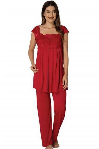 CT MODA Cherry Lace Detailed Effort Maternity Maternity Pajama Set