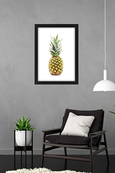 yhfoto Pineapple - Ananas - 30x40 Dekoratif Resimli Siyah Çerçeve - A3 - yedt649