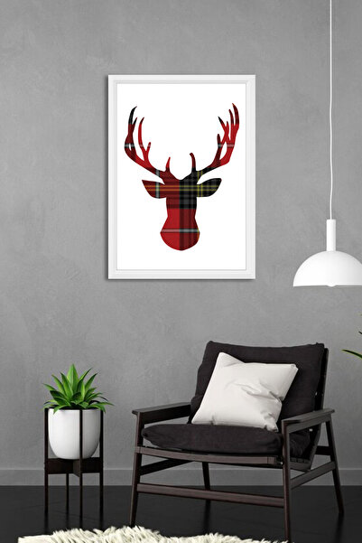 yhfoto Jelen - Dekorativni Re Sa šljokicama A3 okvir - Beli 30x40 - 741