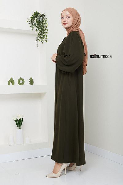 ASİLNUR Μπράτσο Hale Shoulder με πλισέ μπαλόνι Ferace Khaki