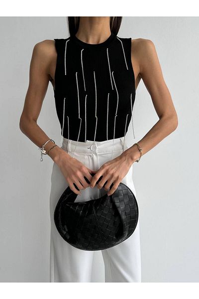 İLKCET MODA Tricotaj de damă Stone Detailed Crop