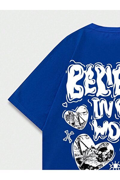 Mad&Calf Унісекс Believe з принтом, велосипедна комір, оверсайз футболка