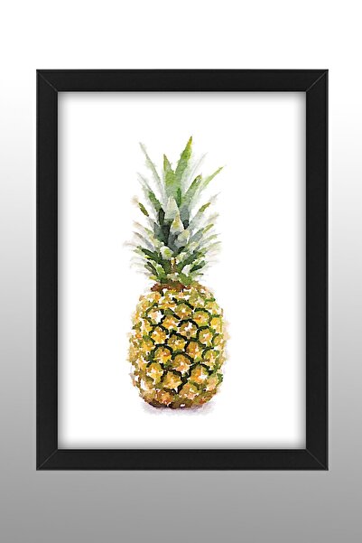 yhfoto Pineapple - Ananas - 30x40 Dekoratif Resimli Siyah Çerçeve - A3 - yedt649