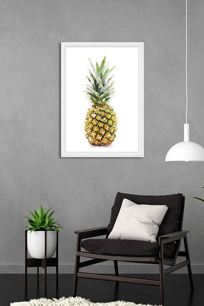 yhfoto Ananas - Ananas - Cadru alb cu imagine decorativă A3 - Pictură 30x40 -650