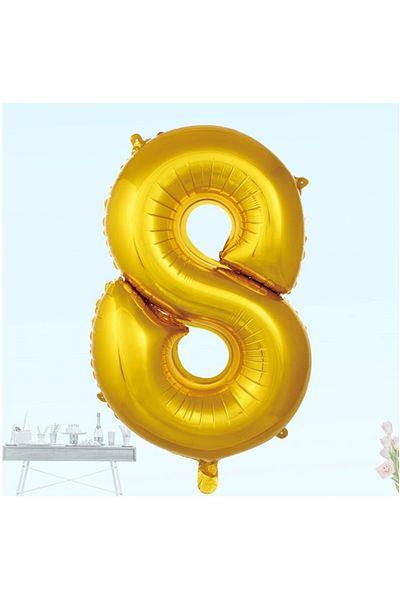 Deniz Party Store MEDIUM SIZE 76-80 Cm ( 8 ) EIGHT FIGURES FOIL BALLON GOLD