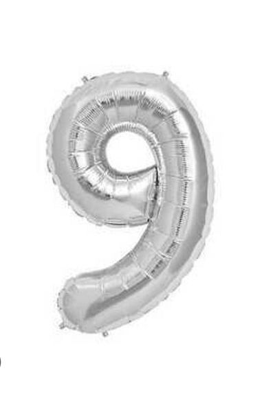 Deniz Party Store MEDIUM SIZE 76-80 CM SILVER ( 9 ) NINE FIGURES FOIL BALLON