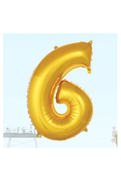 Deniz Party Store MEDIUM SIZE 76-80 Cm ( 6 ) SIX FIGURES FOIL BALLON GOLD