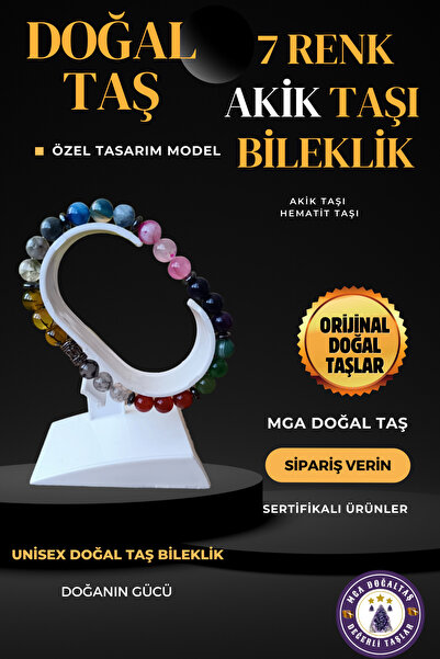 MGA DOĞAL TAŞ 8 ألوان مختلطة حجر العقيق الطبيعي الإسورة مختلط اللون حجر العقي...