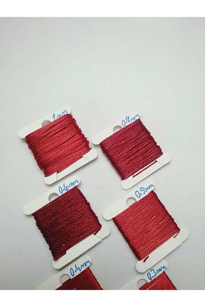 Eskişehir hobi sanat 5 Meters 7 Sizes Rosary Floss Set 0.2 Mm 0.3 Mm 0.4 Mm 0.5 Mm 0.6 Mm 0.8 Mm 1Mm Red Total 35 Meters