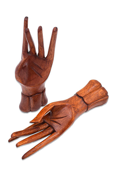 Hedicaret Dekoratif El Biblosu Yüzüklük Kahverengi Ahşap İkili Set El Yapımı ...