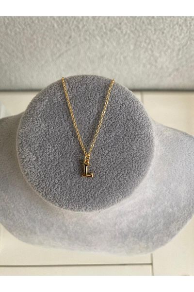 Judas Takı L Letter Gold Necklace, Initial Letter Necklace
