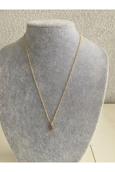 Judas Takı L Letter Gold Necklace, Initial Letter Necklace