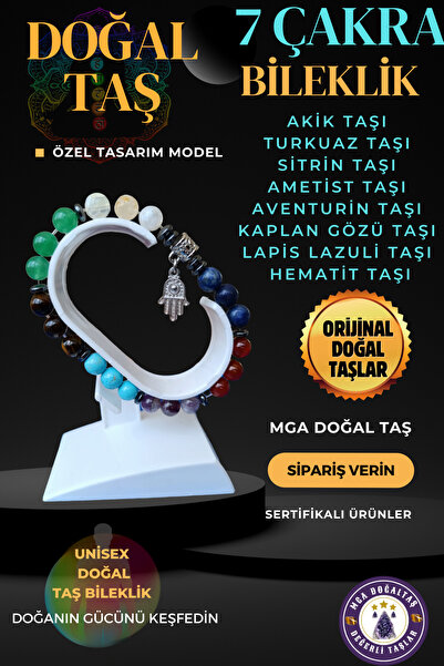 MGA DOĞAL TAŞ 7 Çakra Doğaltaş bileklik akik, lapis, ametist, turkuaz, sitrin...