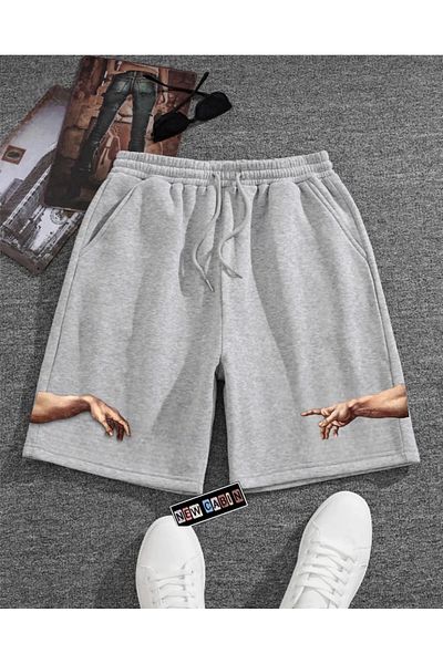 NewCabin New Season Unisex Colorful Comfortable Cut Digital Printed (Creation of Adam) Summer Shorts
