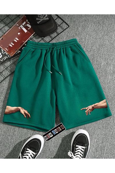 NewCabin Καλοκαιρινό σορτς New Season Unisex, πολύχρωμο και χαλαρό, με ψηφιακή εκτύπωση (Creation of the Step)
