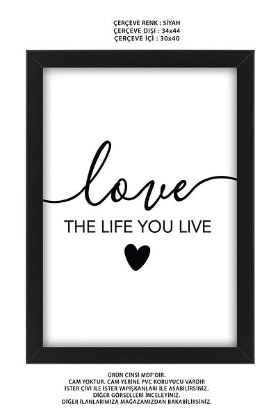 yhfoto Love Tablo - A3 - Cadru negru - Pictură decorativă cu cadru de imagine - Love Tablo