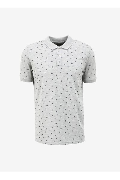 Lee Cooper Polo Neck Gray Melange Men's T-Shirt 232 LCM242034 NEWANDY GRAY MELANGE