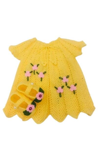 OYUNCAKPARK Örgü Prenses Modeli Kız Bebek Yelek ve Patik Takımı