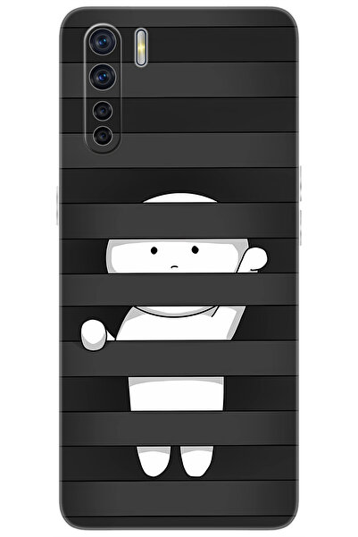 OPPO A91 / Reno 3 Uyumlu Kılıf Desen Baskılı Silikon Saklanan Karakter STK:66...