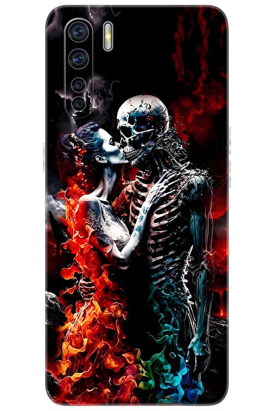 OPPO A91 / Reno 3 Uyumlu Kılıf Desen Baskılı Silikon İskelet Aşıklar STK:666 ...