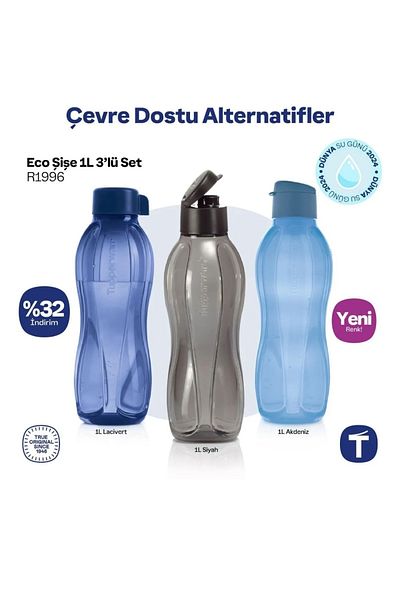 Tupperware 1 LT 3 Water Bottles
