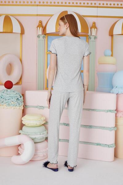 Sevim Γυναικεία κοντομάνικη γκρι πιτζάμες C8T3N7O51