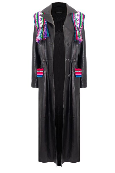 Bashaques Amantani Island Influenced %100 Leather Trenchcoat