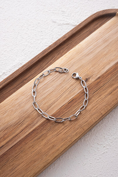 ByFlorya Jewelry مشبك ورق فولاذي سلسلة بيضاوية خلخال مناسب للاستخدام اليومي في البحر في الصيف خلخال غير قابل للتشوه 5 مم 22 سم + 3 سم