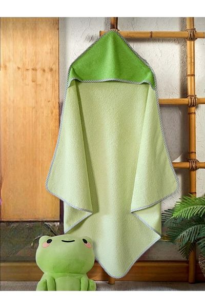 Alpar Tekstil 100% Cotton Soft Newborn/ Baby Bath Towel Swaddle 80x80cm / Plain Green
