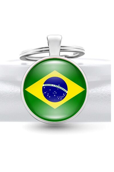 Market66 Brezilya Brazil Bayrağı Anahtarlık Bayrak Büyüteç Camlı Metal Halka ...