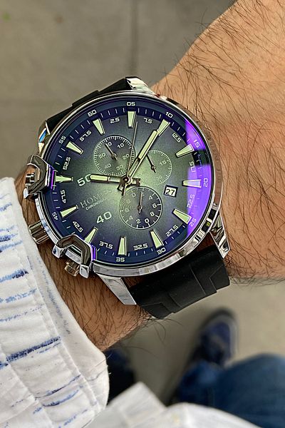 Homies MEN'S WRISTWATCH COLORED GLASS SILICONE CORD WITH BRACELET GIFT