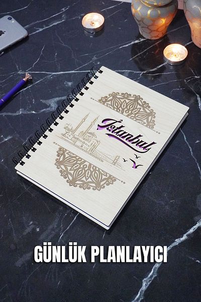 markcat Istanbul Design Wooden Cover Daily Planner - Σημειωματάριο προγραμματισμού χωρίς ημερομηνία - Ατελείωτο Ατζέντα - A5