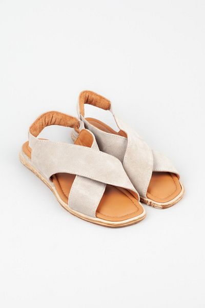 Adım Adım Women's Genuine Leather Extra Flexible Flat Sandals with Elastic Back