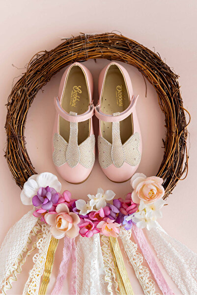 Bebbini Mariposa-Kelebekli-Pembe Vegan Kız Çocuk Babet