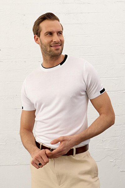 Danger Tricou pentru bărbați, slim-fit, tricotaj de vară, alb