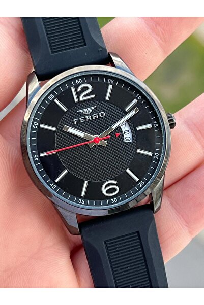 FERRO Calendar Black Color Silicone Cord 30 Mt Waterproof Men's Wristwatch EFM31359-J22