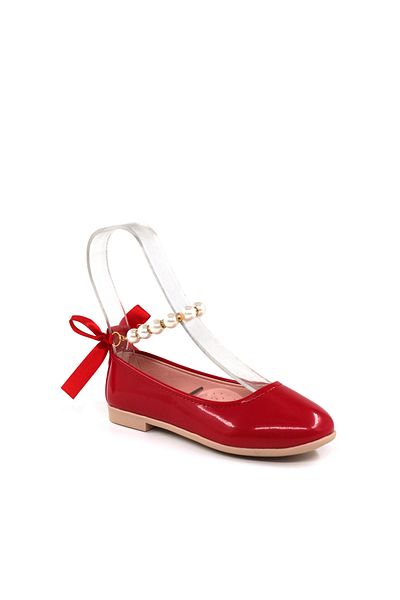 Pabuçland Orthopedic Insole with Pearl and Bow Detail Daily Girl's Ballet Flats