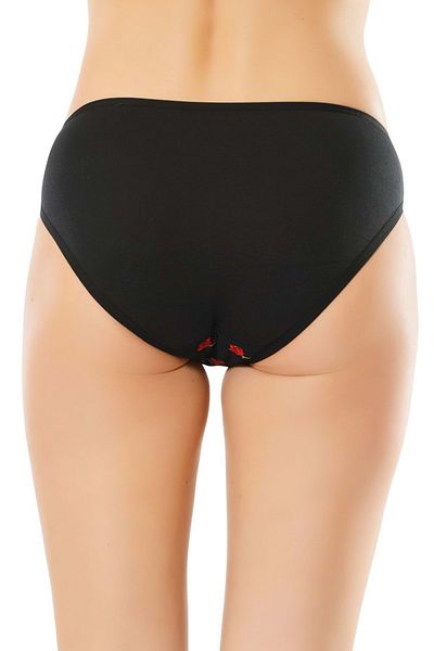 Belinay 0213 Women's Front Tulle Rose Patterned Panties Black L