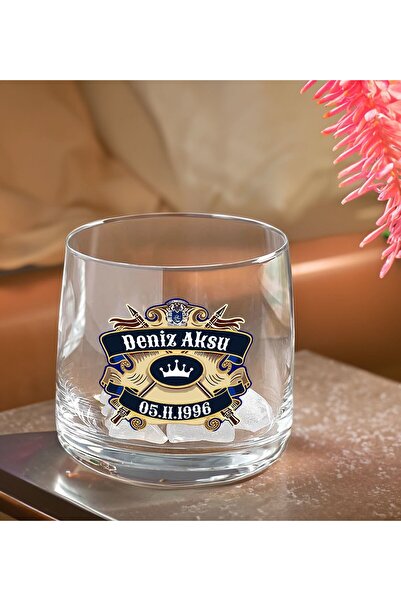 Bk Gift Kişiye Özel İsimli DTF Chivas Tasarımlı Storsınt Viski Kadehi-1, Arka...