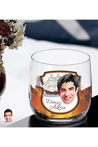Bk Gift Kişiye Özel İsimli DTF Karikatürlü Denizci Tasarımlı Storsınt Viski K...