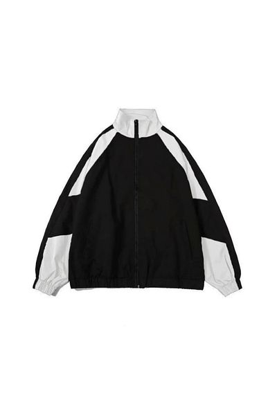 MSRT Unisex Black Parachute Fabric Full Zipper Double Pocket Waterproof Raincoat & Windbreaker