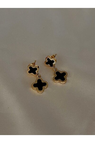 Coucou Yonca Model Siyah Küpe