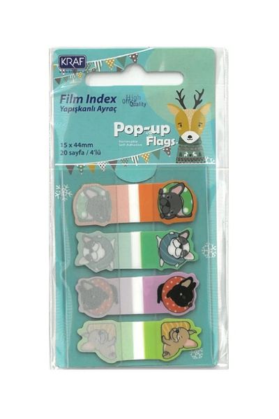 KRAF Film index (PP) 15x44mm.4'lux20yp. Semn de carte adeziv cu model pop-up KRAF 41544