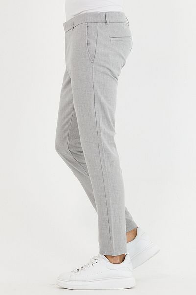 Mamlay Men's Gray Color Italian Cut Quality Flexible Lycra Ankle Length Slimfit Fabric Trousers